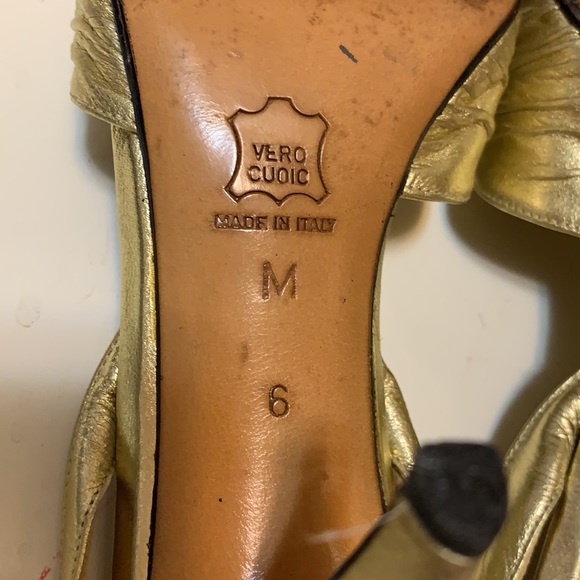 ANNE KLEIN GOLD FOIL LEATHER Heels SHOES MADE IN ITALY LEATHER SZ 6 METALLIC - Picture 9 of 13
